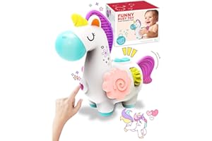 FULLWARE Unicorn Activity Cube Busy Board Montessori Toys for 6-18 Months, Activity Cube Educational Learning Baby Sensory Toys, Airplane Car Travel Toys Birthday Gifts for Girls
