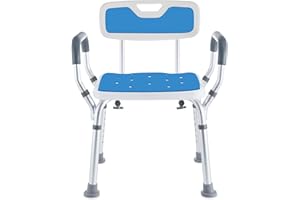 Safe Age® Duschstuhl mit Abnehmbarer Rückenlehne und Armlehne - rutschfest - höhenverstellbar - Duschstuhl für senioren