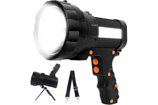 Lampe Torche LED Rechargeable Étanche IPX4 Lampe de Poche Ultra Puissante 15000LM 10000mAH Super Brillante Longue Portée Urgence Lampe 6Modes Haute Puissance Camping Lanterne pour Randonnée Chasse