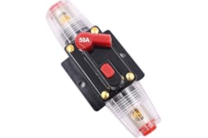 SPTSSWET PTSSWET Car Circuit Breaker 12V-24V DC Fuse Holder Audio Inline Circuit Breaker Reset Fuse with Manual Reset for Car Marine Trolling Motors Audio Solar Inverter System (50A)