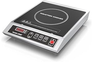 Lecon Chef Piastra di cottura a induzione 3500 W, piano singolo, 50 kg, grande carico in acciaio inox, timer 24 ore, design portatile sottile