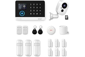 XNY 4G Funk Alarmanlage Haus mit 2MP Überwachungskamera Aussen, WLAN Kabelloses Alarmanlage Wohnung mit APP, 18-Teiliges Set: Bewegungsmelder, Fenster Tür Sensoren, Fernbedienungen, Alarmsirene