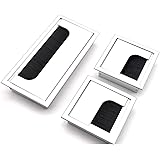 Tianher Câble Passe Couvercle Carrée,Table Encastrer Carrée cable Aluminium Argent Anodisé Fil Bureau Organisateur Passage 2P