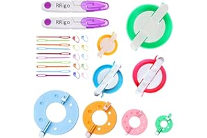 RRigo Pom Pom Maker, 8PCS DIY Pompoms Artesanía Doll Haciendo Kits-Hilado de Lana Knitting Craft Tool Set Fabricante de Pom-Pom -Pom Pom Maker + 2 PCS Tijeras(30)