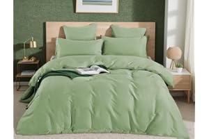 Etrexonline Juego de Funda Nórdica 4 Piezas Cama 135 Microfibra Suave Transpirable - 1 Funda Edredón 220x220 cm, 1 Bajera 135x200+25 cm y 2 Fundas de Almohada 50x75 cm (Verde)