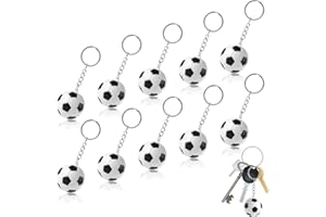 COEKI Soccer Keychains , 10 Pieces Mini Football Keychains Party Favors Soccer Ball Keychain , Mini Soccer Ball Keychain for Soccer Gift Bags, Sports Collection Party Bag Gift Fillers (White