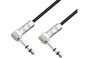 PNGKNYOCN Kabel TRS 50 cm 1/4" kąt prosty 6,35 mm męski do 6,35 mm męski 90 stopni stereo przedłużacz audio do gitary, wzmacniaczy, mikserów, mikrofonów itp