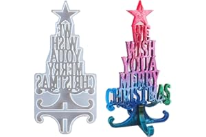 DITAC Merry Christmas Resin Moulds,We Wish You a Merry Christmas Resin Mould,3D Christmas Tree Silicone Mould for Table Decoration,DIY Art Crafts,Home Decoration Party,Xmas Gifts