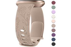 Vancle für Fitbit Versa 3 Armband/Fitbit Versa 4 Armband/Fitbit Sense Armband/Fitbit Sense 2 für Damen Herren, Silikon Armbänder Floral Gravierte Uhrenarmband Sport Ersatzarmband
