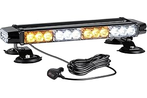 KEECALT Roof Top Magnetic 30 LED Amber White Flashing Beacon Light for Car Van Truck, 12V 24V Vehicle Safety Warning Emergency Strobe Light Bar