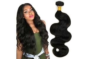 MUABY Body Wave Bundles Human Hair Matassa Capelli Veri Tessitura Capelli Naturali Umani Donna Capelli Umani Brasiliani Long Brazilian Virgin Hair Weave Bundles 100g 12 Pollici