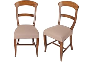 Casatessile Antimacchia Coppia Coprisedia da Cucina e Ufficio - Tessuto Elasticizzato - Made in Italy - Copri Seduta per Sedie - Beige