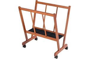 MEEDEN Scaffale grande in legno per stampe, espositore per artisti, con rotelle, per tela, stampe, pannelli, poster, può contenere opere d'arte fino a 119,4 cm, noce