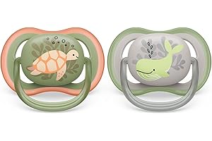 Philips Avent Sucette Ultra Air - 2 sucettes bébé légères et aérées pour bébés âgés de 6 à 18 mois, sans BPA et avec étui de transport stérilisateur (modèle SCF085/60)