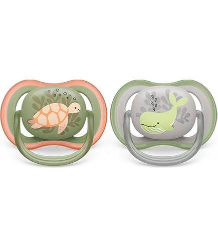 Philips Avent Pacifier Ultra Air - 6 to 18 months - 2 Pieces - Ultra soft and flexible - Orthodontic - For sensitive skin - Easy to sterilize - Glows in the dark - SCF376/22