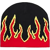 SANWOOD mössa hatt andningsbar vinter flamma mönster ullgarn stickad mössa hatt kallsäker tjock röd