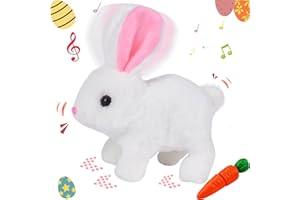 xinrongda Jouets de Lapin Interactifs avec Carotte, Jouet Doux Lapins, Jouet de Lapin à Sauter avec Bruits et Mouvements, Jouet de Lapin éLectronique de Lapin pour Enfants (B)