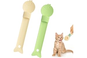 UTXN 2 cucchiai per snack per gatti, strisce per gatti, cucchiai da spremere, cucchiai per alimenti per gatti, strisce per gatti, alimentatore da spremere (giallo/verde)