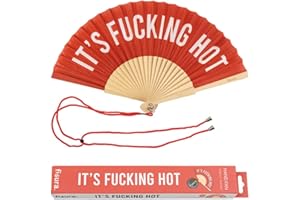 Fisura - Original Handheld Folding Fan with message in english. Funny wooden fan. Original holding Hand Fans. Birthday Gifts Wedding Party Decoration (Hot, black) (Hot, red)