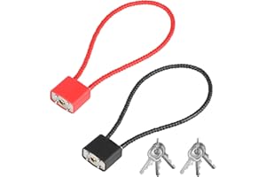 QIXINGYL Lot de 2 cadenas en corde d'acier avec clés et corde en acier robuste à anse longue, cadenas à câble flexible avec clés pour poubelle à roulettes, vélo, valise, portail, casier de gym