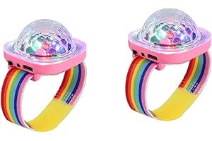 ‎LANCOON Lancoon Disco Ball Licht, 2er Pack Tragbare Mini Tragbare LED Lampe Nacht Stroboskop Uhr Armband USB Aufladen Sprachgesteuert mit Saugnapf für Kind Party Auto Tanzen DJ Club(Rosa)