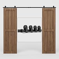 9.6FT/292cm Black Sliding Barn Wood Door Hardware Track Kit Track System For Double Door