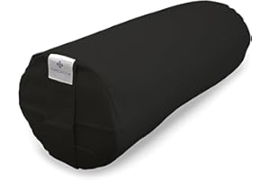 TEMPELWELT Housse de coussin 2 pièces pour coussin de yoga Rouleau de yoga 63 x 20 cm Housse de coussin en coton lin noir Intérieur naturel non garni Grand rouleau Zen Rouleau Yoga Bolster