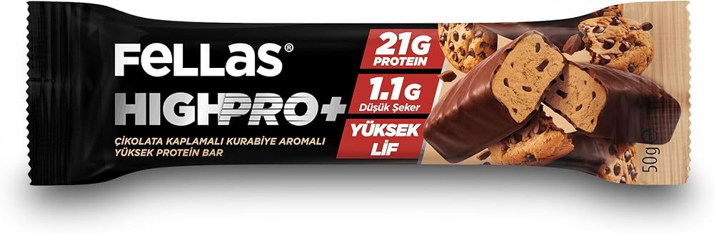 Fellas Çikolata Kaplı HighPro+ Protein Bar - Kurabiye Aromalı (50g) x12 Adet