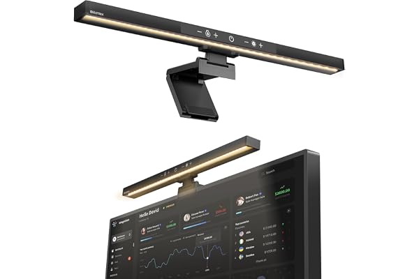 BlitzMax Lampe écran de bureau USB d'ordinateur, Lampe Led Ecran PC, Contrôle Tactile avec Fonction de Mémoire et Dimmable en Continu, 5 Températures de Couleur