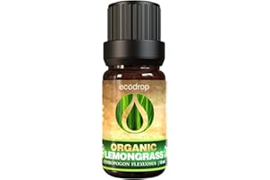 ECODROP ESSENTIAL OILS Ätherisches Öl aus Zitronengras, COSMOS-biozertifiziert, 100% reines Öl, therapeutische Verwendung in der Aromatherapie, 10 ml, inkl. kostenlosem E-Book von Ecodrop