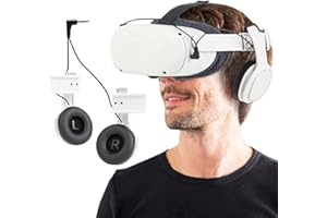 Globular Cluster Stereo VR Headphones Custom Made for Oculus Quest 2 Elite Headband & Original Headstrap-On Ear Deep Bass 3D 360 Degree Sound (White)