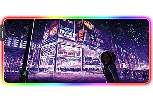 Bimormat Anime RGB Gamingowa podkładka pod mysz, 900 x 400 x 3 mm, duża podkładka pod mysz XXL, podkładka na biurko z antypoślizgową gumową podstawą i trwałymi szytymi krawędziami, dla spersonalizowanych graczy (DE94 FGzigirl)