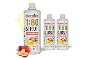 ‎NUTRIFY NUTRIFY Vital Fitness Drink 1:80 Sirup 3x 1 L Vorteilsset - Pfirsich-Maracuja, Getränkekonzentrat mit Vitaminen und L-Carnitin zuckerfrei - ergibt 240 Liter Sportgetränk kalorienarm 3er Pack
