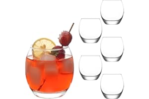 lav Lot de 6 verres courts en verre transparent de 400 ml pour cocktails, fabriqués en Europe