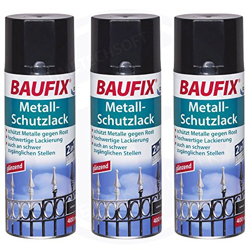 Preisvergleich Produktbild 3 x Baufix Metallschutzlack schwarz Sprühdose 400 ml