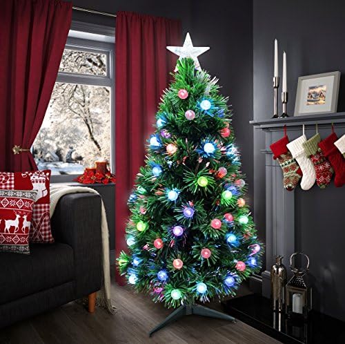 Christmas Tree 150cms Fibre Optic Indoor Christmas Tree Pre Lit Decorated Tree -T824V-12