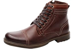 Jamron Hombres Piel Genuina Occidental Vendimia Chukka Chelsea Derby Botas Cremallera Botines