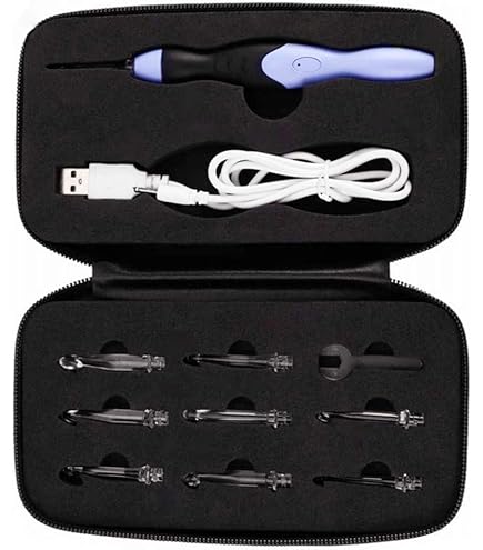 Kit De 17 Crochets Lumineux à Têtes Interchangeables 2.5-14.0 Mm - Avec Compteur De Points Et De Rangs - Charge USB - Étui De Transport - 5