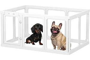 Gardner Pet Recinto per Cani in Acrilico Trasparente – Box Antigraffio e Antiscivolo, Parco Modulare per Cuccioli, Gatti e Conigli – Facile da Pulire, Espandibile, Animali Piccoli - 10 Pezzi, Bianco