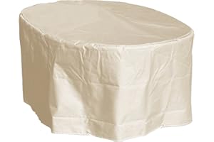 GREEN CLUB Housse de Protection Table Ovale de Jardin Haute qualité Polyester L 250 x l 110 x h 70 cm Couleur Beige