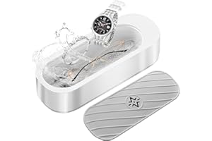 RAVSFBCA Pulitore Ultrasonico, Pulizia Profonda a 360° Portatile Detergente Per Gioielli Ad Ultrasuoni Vibrazione Ad Alta Frequenza Macchina Per La Pulizia Ad Ultrasuoni Per Gioielli, Occhiali, Collane