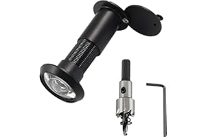 GOIEHIR Cache Trou pour Porte D'entrée, Judas de Porte avec Brise Vue, 1 Set de Judas de Porte en Alliage de Zinc, avec Perceuse, Grand Angle 220°, pour Maison, Bureau, Hôtel, Noir