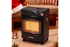 BTGGG Portable Gas Heater 46cm Small Mini Gas Heater Indoor 4.2kw Infrared Heater Electric Ignition Mode with wheels comes with Free Hose and Regulator, Black