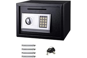 HONI Electronic Safe Digital Security SafeBox with Two Emergency Overide Keys and Keypad, Front Loading Coin Slot 16L Black Cabinet Safes, for Home & Office Protect Cash, Money, Jewelry, 35x25x25cm