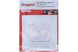 LEGRAND | Poussoir Lumineux Neptune, Bouton-Poussoir Résidentiel, Voyant Indicateur Inclus, Connexion Rapide Par Bornes Automatiques, Fixation À Griffes Ou Vis