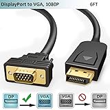 DisplayPort to VGA Cable 1.8m,Display Port in to VGA out Adapter Cord,FOINNEX Male DP-VGA Converter Lead,1080P@60Hz Video Adaptador for Laptop,PC,Desktop to Monitor,TV,Projector