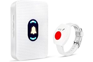 DAYTEE Daytech Salvavita Anziani,L'allarme per Anziani è Adatto per Anziani/Pazienti/Donne in Gravidanza/Bambini che Necessitano di Assistenza Domestica(1 ricevitore + 1 braccialetto)