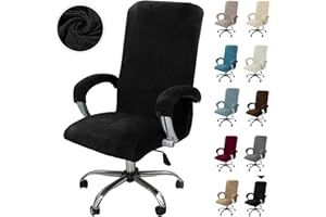 Alishomtll Housse de chaise de bureau avec accoudoirs extensibles en velours - Housse de fauteuil de jeu - Housse élastique pour chaise de bureau d'ordinateur - Chaise pivotante (noir, taille XL)