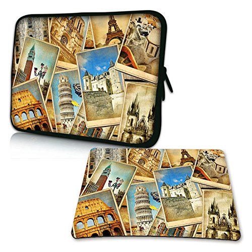 PEDEA Design Schutzhülle Notebook Tasche bis 17,3 Zoll (43,9cm) mit Design Mauspad, Vintage Travel