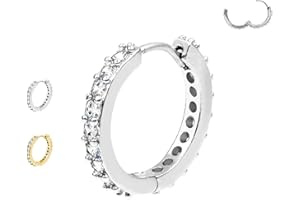 AWAKEN Piercing Orecchini Anello a Clicker Cerchio con Cristalli Brillanti Cartilagine/Septum/Helix in Acciaio Chirurgico 316L